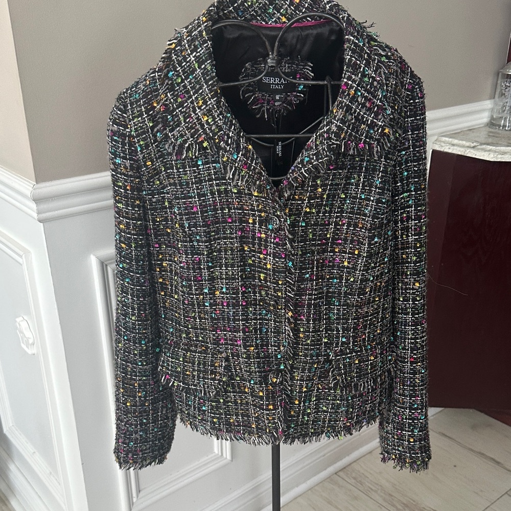Serrani Black Multicolor Tweed Blazer